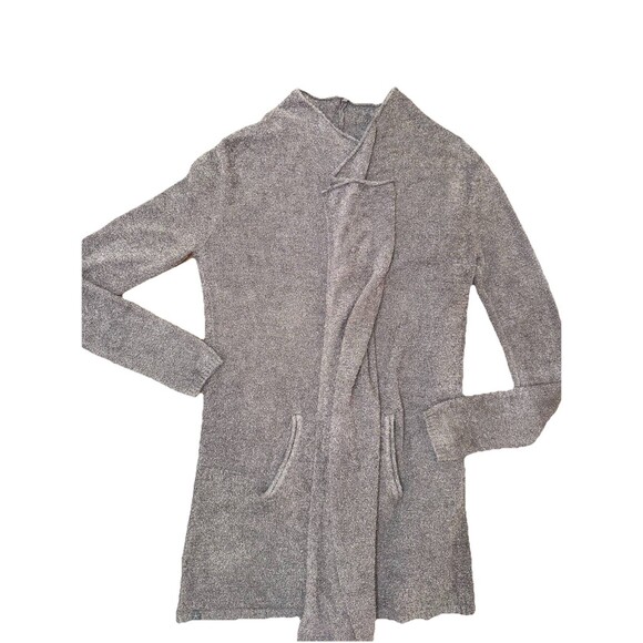 Barefoot Dreams Cozychic Lite Cardigan Gray S/M Open Front Soft Knit Pockets - Picture 9 of 10